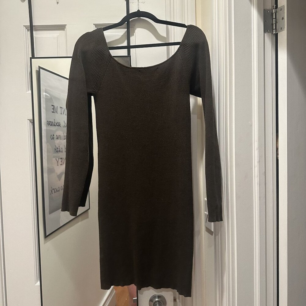 Samsøe Samsøe Khaki Ribbed Long Sleeve‎ Knit Dress